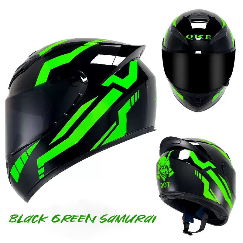 Black Green - Motorcycle Rider Helmet