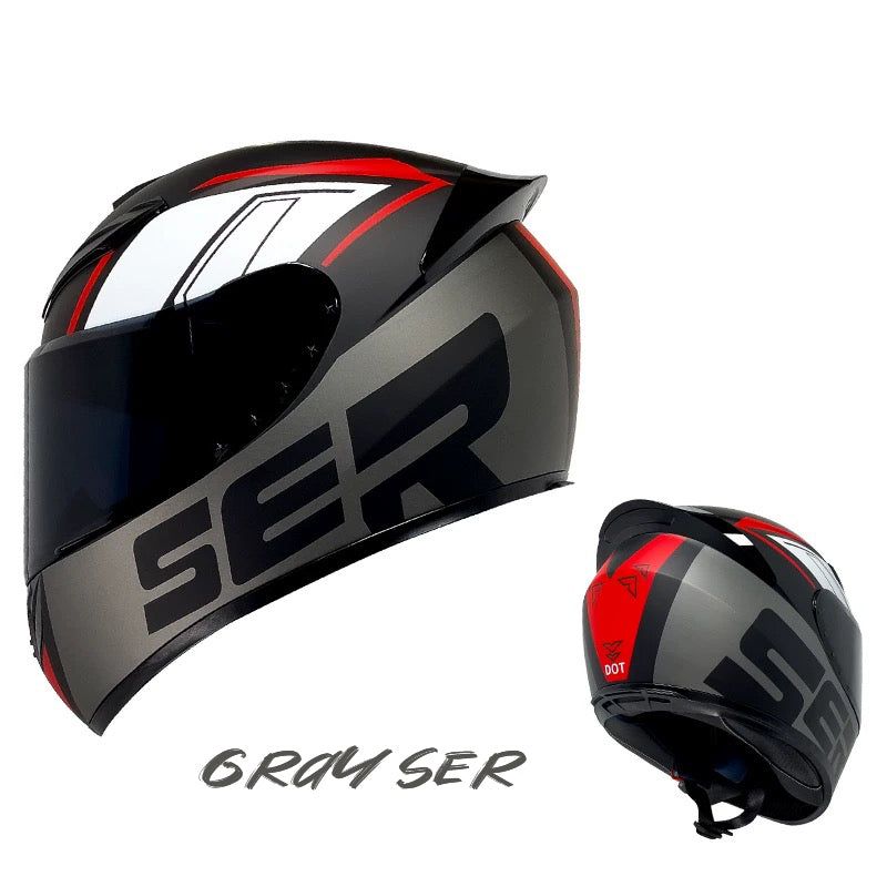 Gray Ser - Motorcycle Rider Helmet