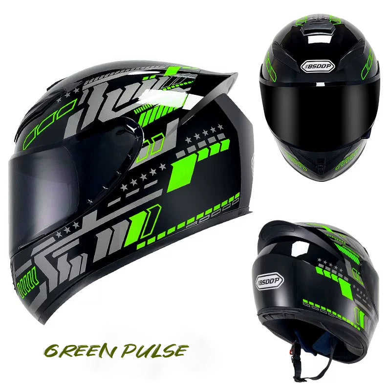 Green Pulse - Motorcycle Rider Helmet