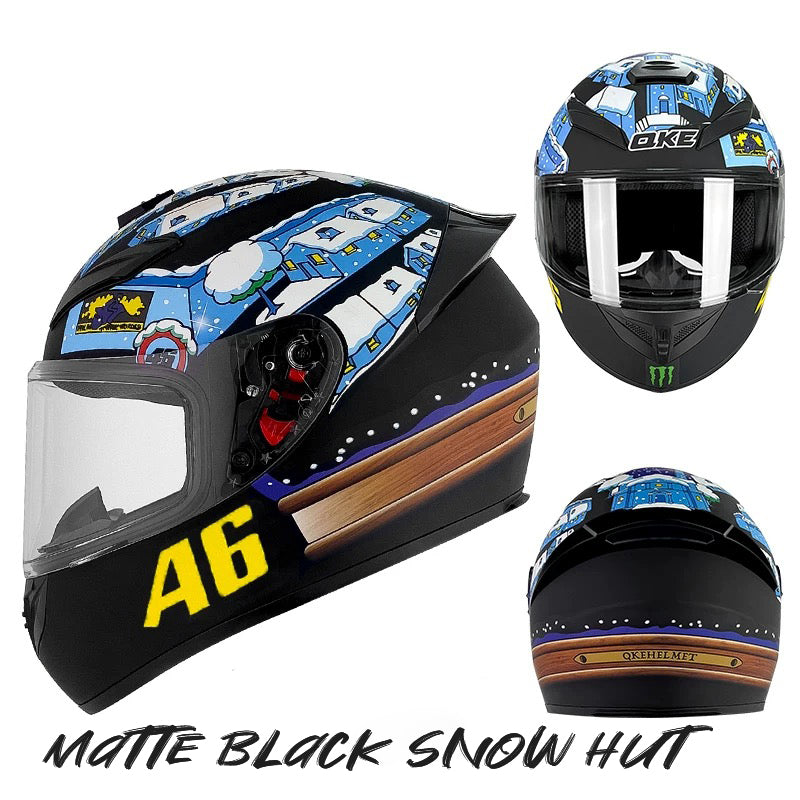 Matte Black Snow Hut - Motorcycle Rider Helmet