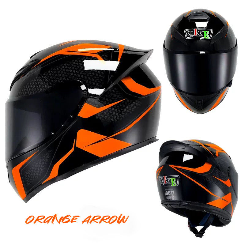 Orange Arrow - Motorcycle Rider Helmet