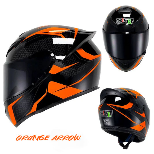 Orange Arrow - Motorcycle Rider Helmet